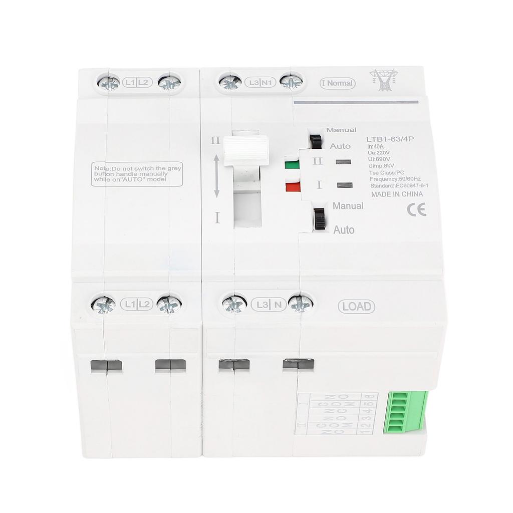 Double Power Transfer , Automatic 40A 4P Uninterruptible Power Transfer for Generator, Manual Transfer , DIN Rail Mounting