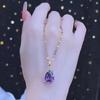 Collier Pendentif Zircon Goutte Violette - Design Simple et Polyvalent, Sans Décoloration