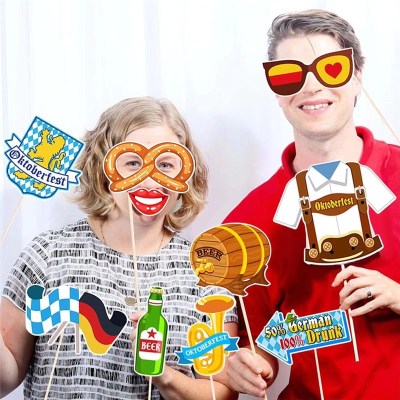

A25F-Beer Festival Photo Booth Props Oktoberfest Party Favors 30 Pieces Colorful Traditional Selfie Accessories Germany