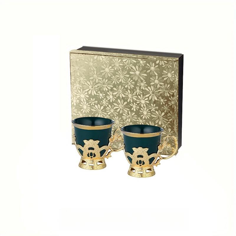 1 sada Nízký šálek v evropském stylu zlatý okraj set šálek šest šálků šest pokovených šálků kávy sada dárková krabička