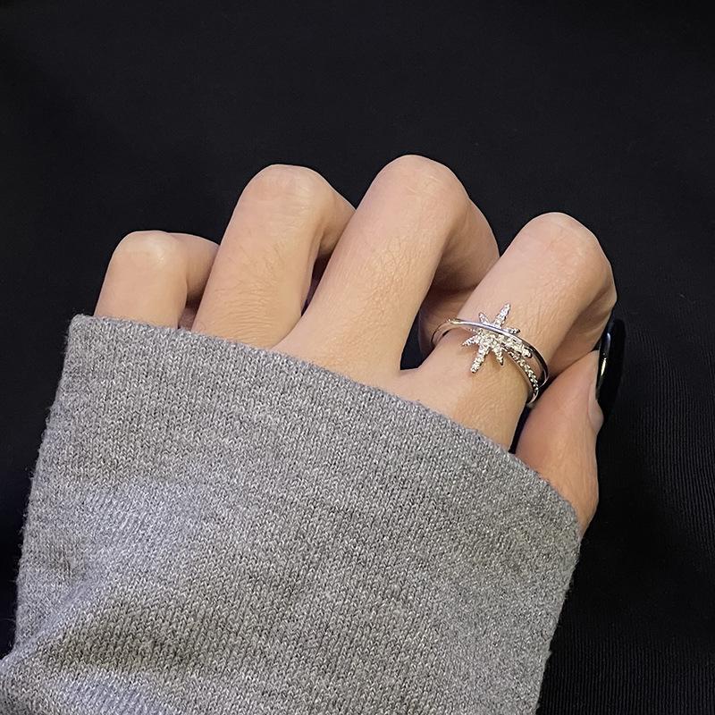 Niche Design Mi Character Saturn Planet Full Of Diamonds Zir*****Pen Ring Cold Wind Female Advanced Sense Index Finger Ring Adjustable opening