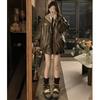 Pu Leather Jacket, Lamb Wool Jacket On Both Sides, Women's Autumn and Winter Plus Velvet Thickened Motorcycle Cotton Jacket