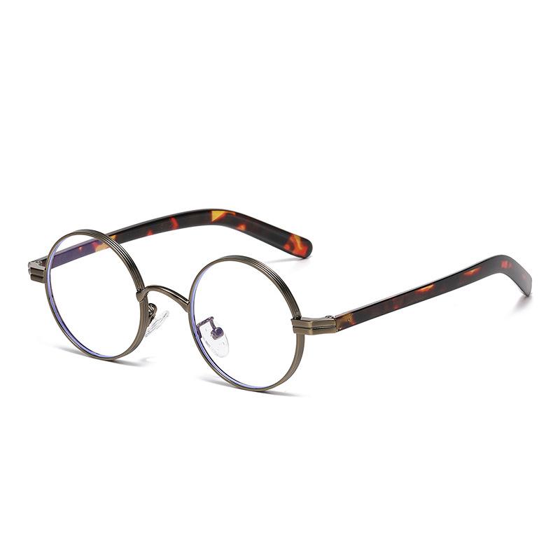 Luxury Metal Round Frame Anti Blue Light Glasses Men Vintage Blue Light Protection Eyeglasses HighQuality Computer Plain Glasses