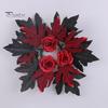 Home Party Supplies Halloween Floral Candle Ring, Artificial Maple Rose Wreath for Festive Atmosphere Decorations Holder, Spooky Table Centerpiece