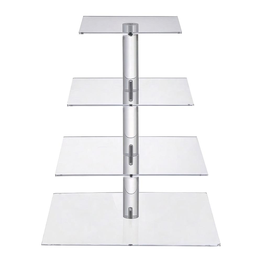 3/4 Tier Acrylic Cupcake Display Stand with LED Light Cupcake Tower Stand Multifunctional Cake Serving Platter for Party Decor