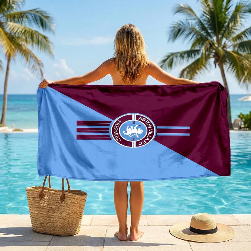 Aston Villa Football Beach Towel Soft Microfiber Summer Towel Quick Dry Absorbent Towel for Beach Swimming Pool Travel