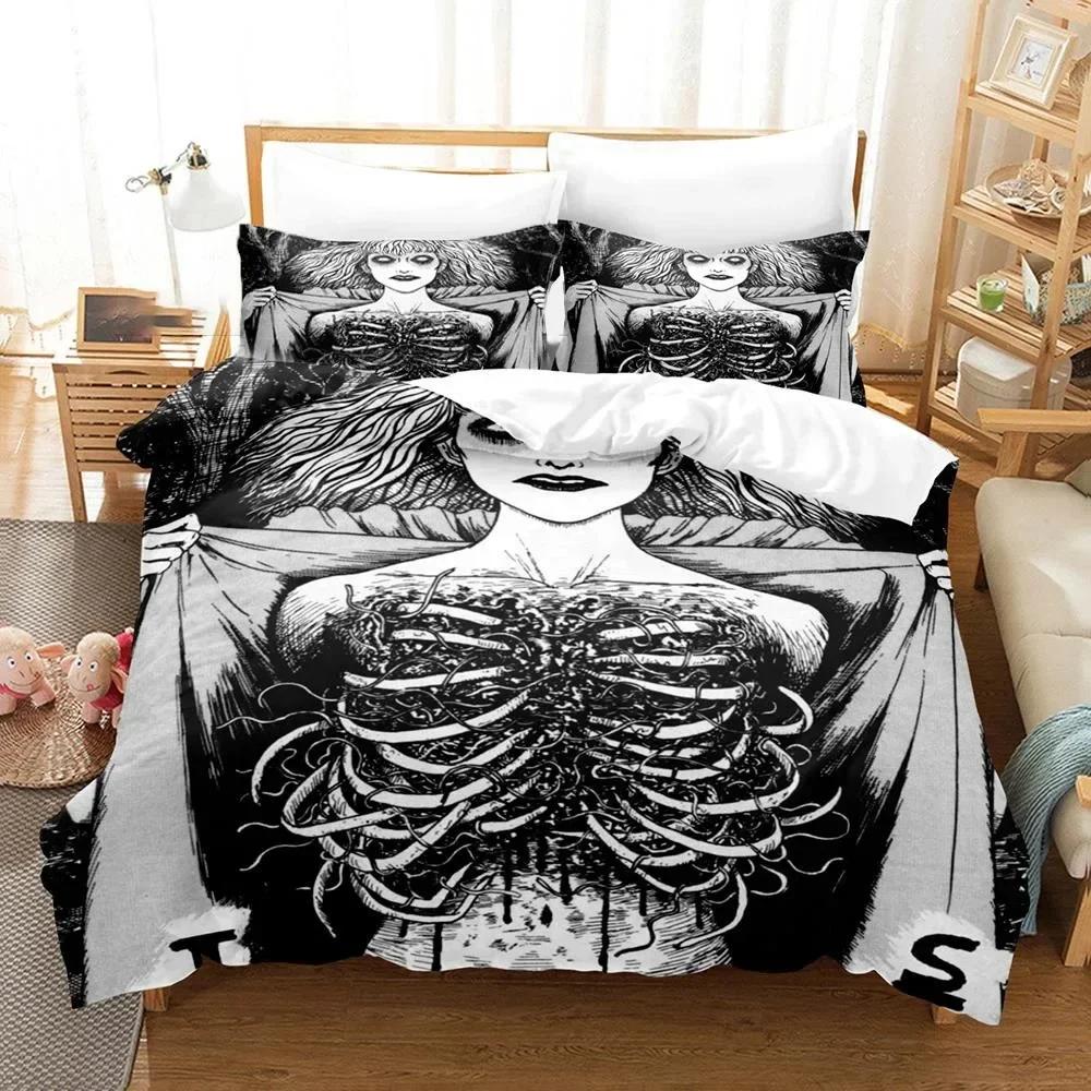 3D Printed Junji Ito Manga Beding Set Printed Bed Linen Set With Pilowcase Bed Soft Duvet Cover Soft Single Double Quen Super King-Sized Dimensionsd