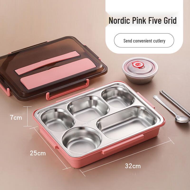 Shengjia 304 Stainless Steel 5-Compartment Lunch Box Set