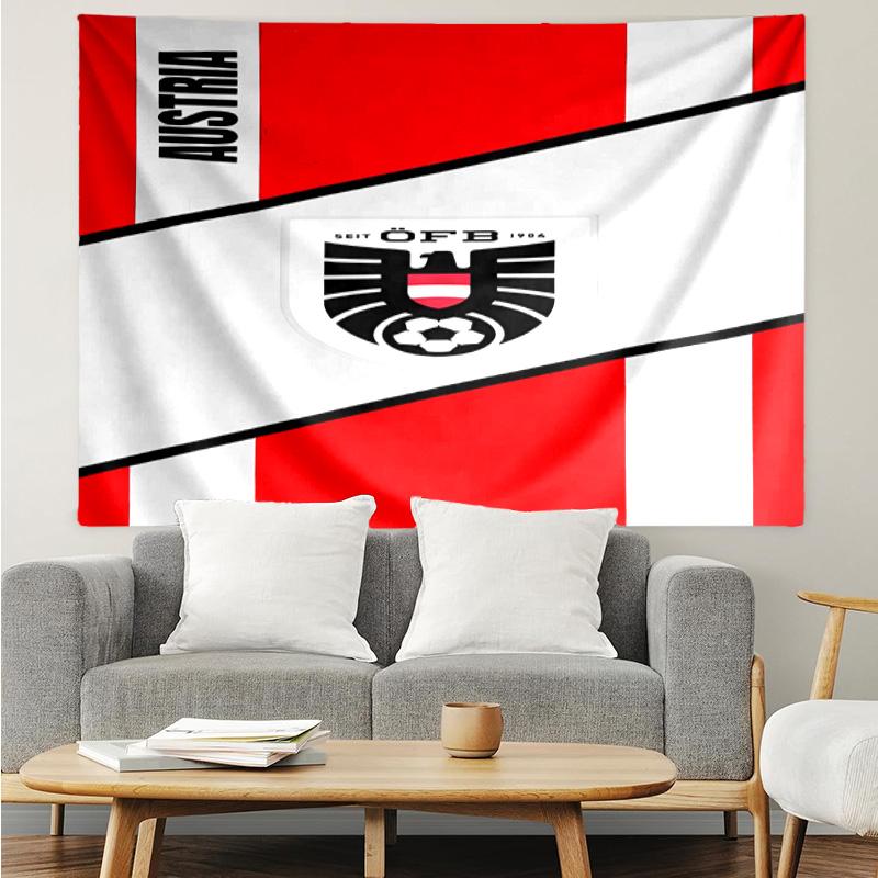 1PC Austria Football Emblem Tapestry, Unique Design Tapestry, Suitable for Bedroom,Livingroom, Playroom,Heartwarming Holiday Gifts