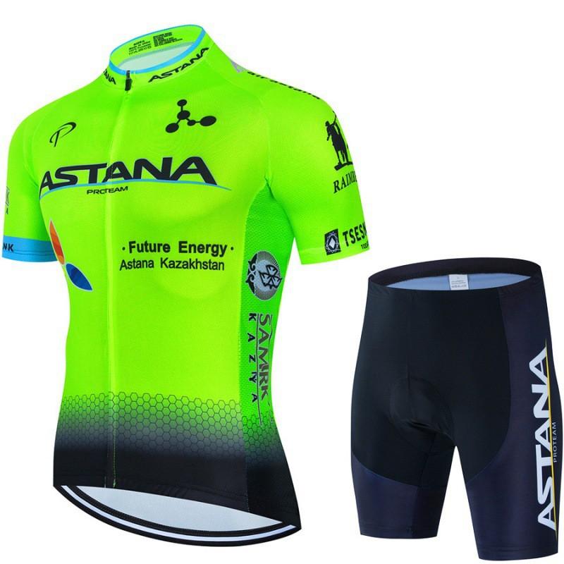 Mens Cycling Bib Shorts Set With Short Sleeve Jersey Breathable Sportwear Road Bike Riding