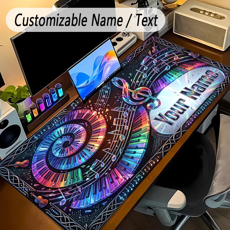 Music Theme Personalized Mouse Pad Custom Name Text Non Slip Desk Pad For Laptop Office Desktop