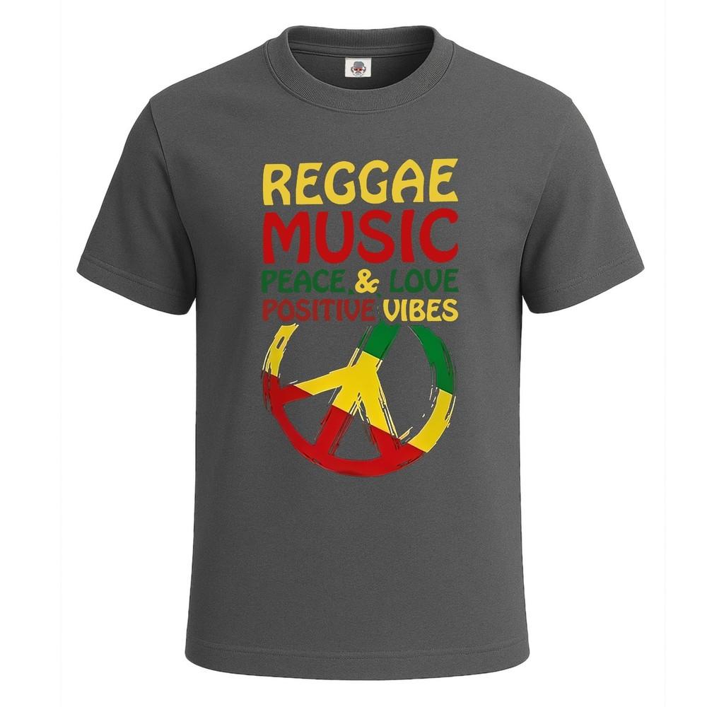 Reggae music peace love positive vibes mens graphic tshirt novelty tee top 2XL