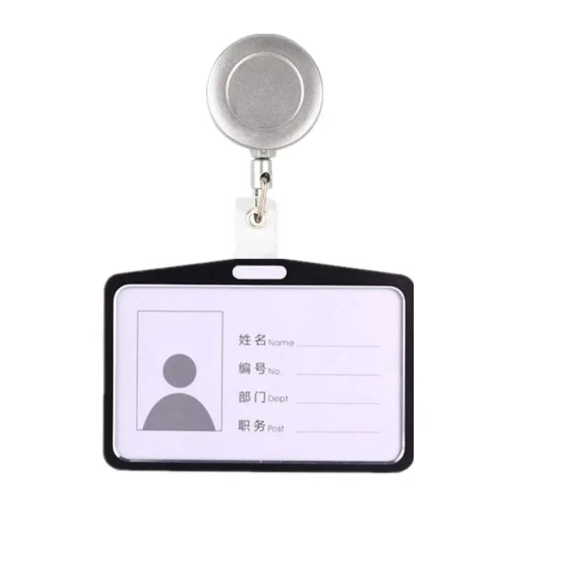 Credit ID Card Badge Bags Bank Business Work Card Holder with ABS Retractable Badge Reel Aluminum Alloy Credit Card Cover Case