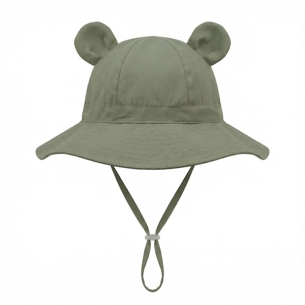 Solid Color Children Fisherman Hat Cartoon Bear Folding Baby Sun Hat  Daily