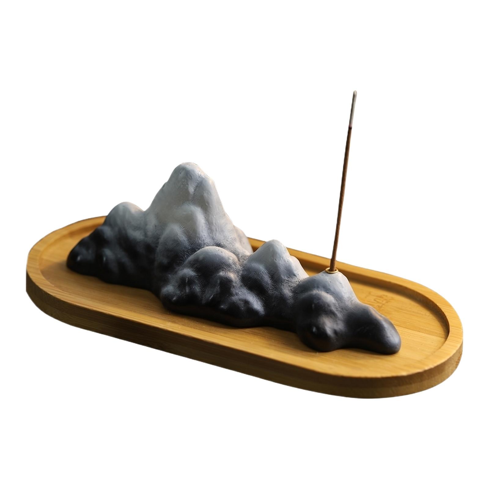 

Creative Mountain Incense Holder Decorative Home Ornament with 40 Incense Sticks Included Tabletop Display for Living Room Office Meditation one size чорний