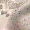 5D Pink Blue Bear Dessert Cake Pudding Candy Cane English Slogan Nail Art Stickers Cute Baby Bear Party Embossed Decals