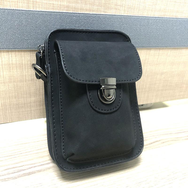 Men's Mobile Phone Bag PU Leather One-shoulder Small Bag Outdoor Leisure Mini Waist Bag Crazy Horse Leather Cigarette Bag