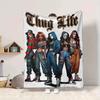 1Pc Thug Life Fashion Icon Flannel Fleece Blanket Soft Warm Throw Blanket for Sofa Bed Couch Home Decor Lightweight Travel Nap Blanket Xmas Gift H1122