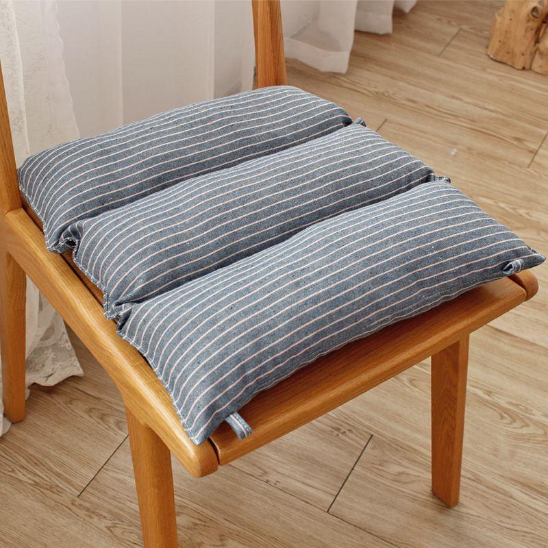 

Stripes Cotton and Linen Thin Cushion Japanese Fabric Tatami Office Winter Student Thick Dining Chair with Backrest Cushion Blue (thick) 40X40cm