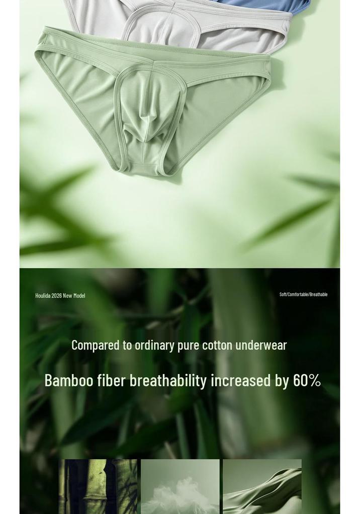 Men's Low-Rise Bamboo Triangle Underwear - Breathable, Skin-Friendly, All-Season Sportswear
