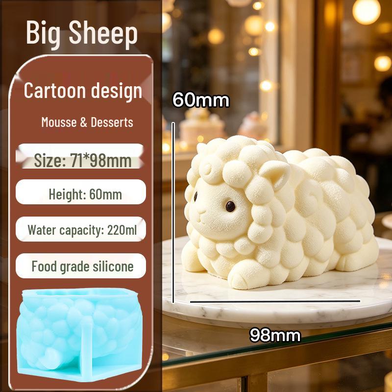 In-Stock Silicone Sheep Mousse Mold - 3D Cartoon, Food-Grade, Cute & Creative Design