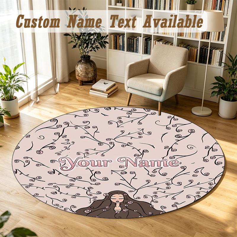 Round Rug Custom NameOlivia Rodrigo Pattern Non Slip Carpet Home Floor Decor