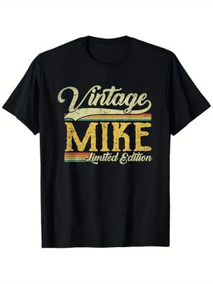 Vintage Mike Limited Edition T-Shirt - Men's Casual Black Cotton Tee with Colorf