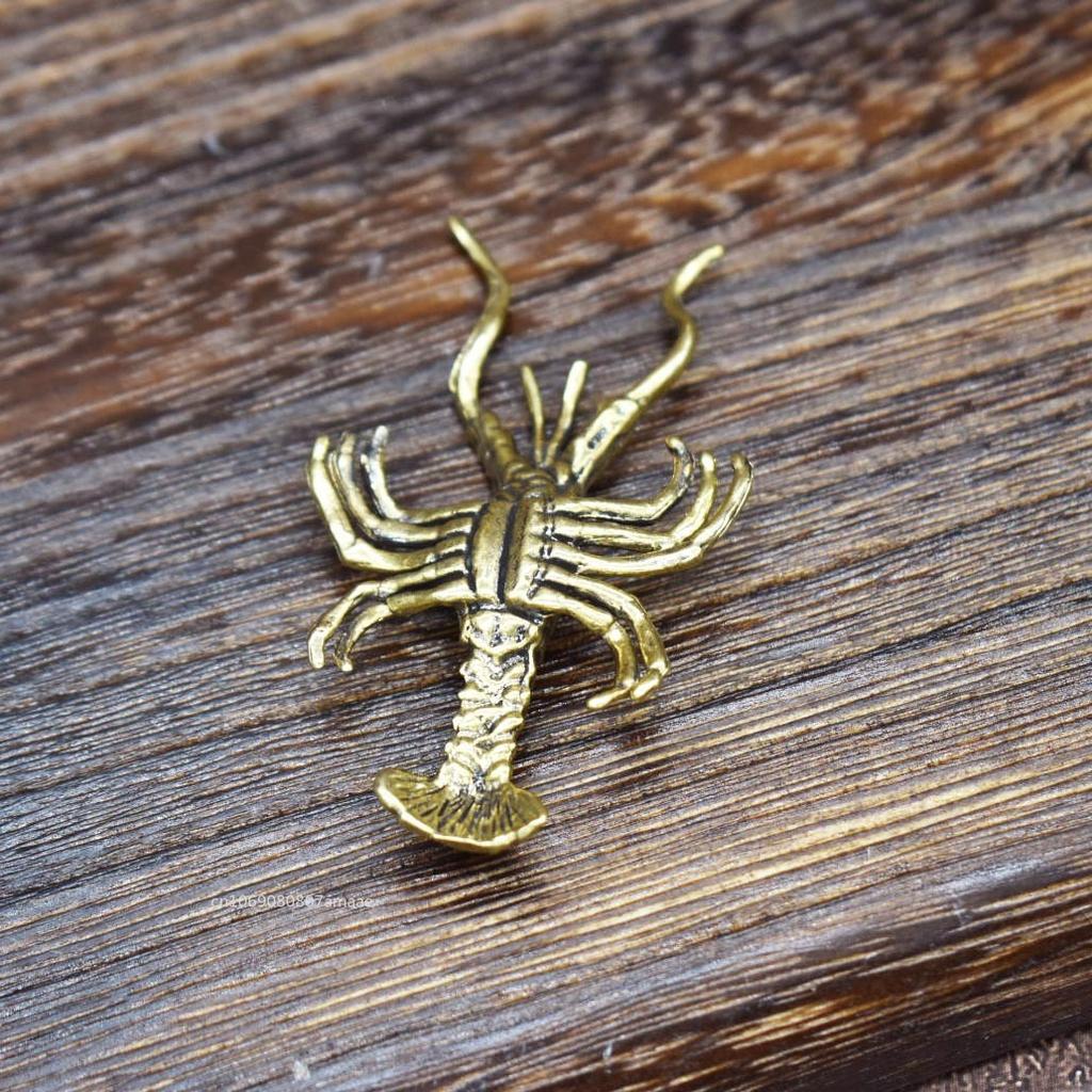 Vintage Artificial Animal Lobster Brass Miniature Figurines Vintage Ornament Lifelike Crayfish Simulation Tea Pet Desk Decor