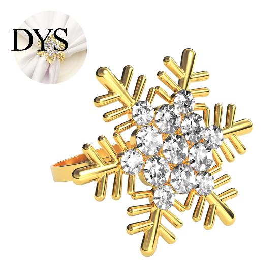 Thanksgiving Napkin Decorations Rhinestone Snowflake Ring, Metal Holder, Winter Rings for Table Holiday Ring Christmas Dinner Decor