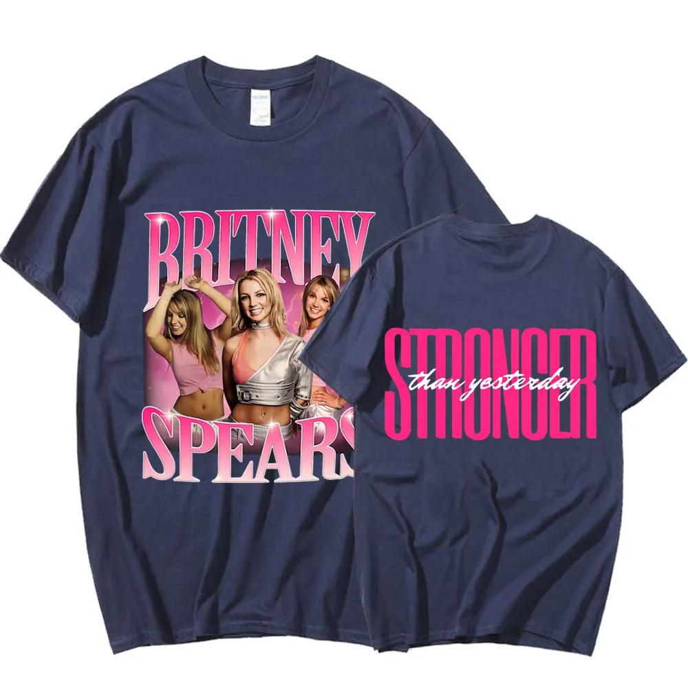 90s Singer Free Britney Spears Design - Stronger Than Yesterday  Cotton T-shirt Men Women's Hip Hop Girl T Shirts