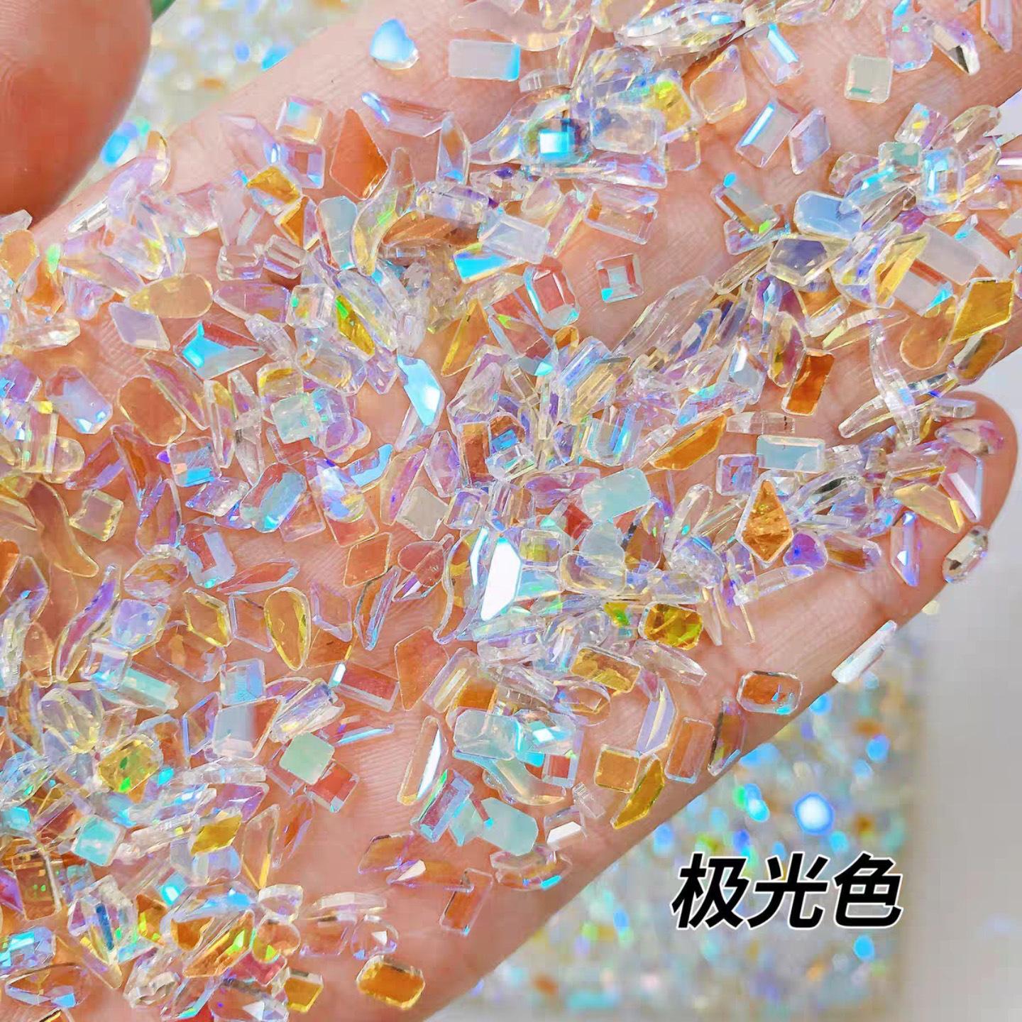 

Yiwu Nail Art Diamond Mixed Mini Small Nail Art Flat Bottom Special-Shaped Diamond Mixed K9 Champagne Nail Art Jewelry 100pcs/bag