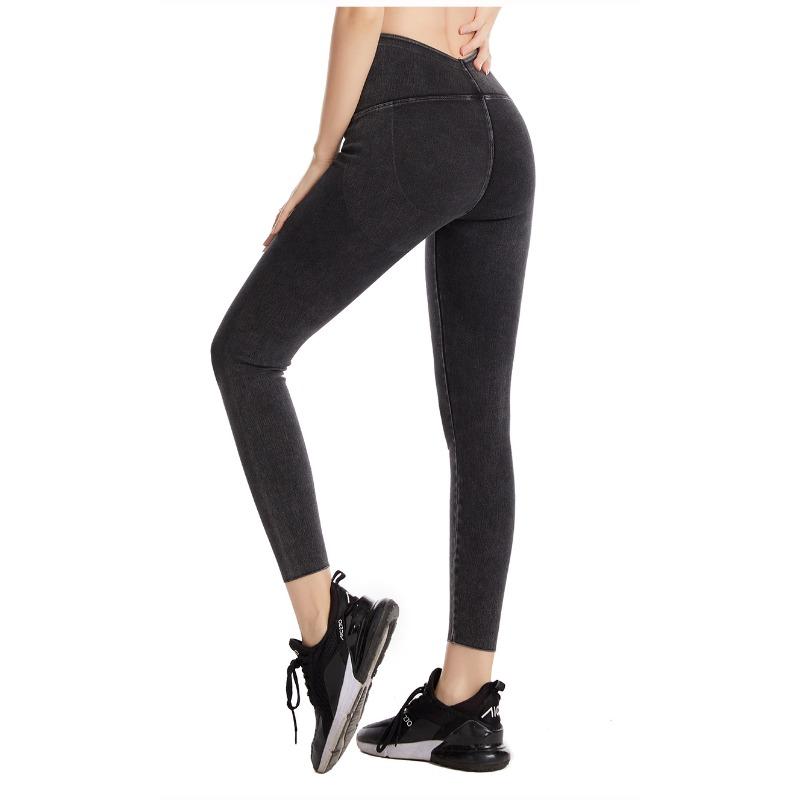 High Waisted Elastic Denim Yoga Pants for Women Autumn Winter