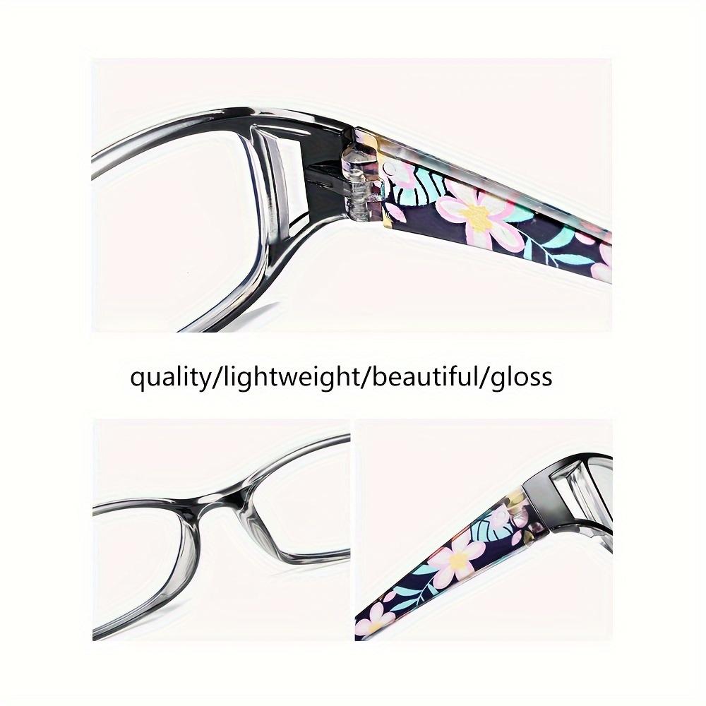 1PC Premium Classic Rectangle Reading Glasses - Floral Temples, For Middle-Aged/Elderly/Men/Women/Students/Teachers, Casual & Business Use
