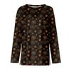 Women's Fashion Hem Slit Casual Halloween Printed Round Neck Long Sleeve Top