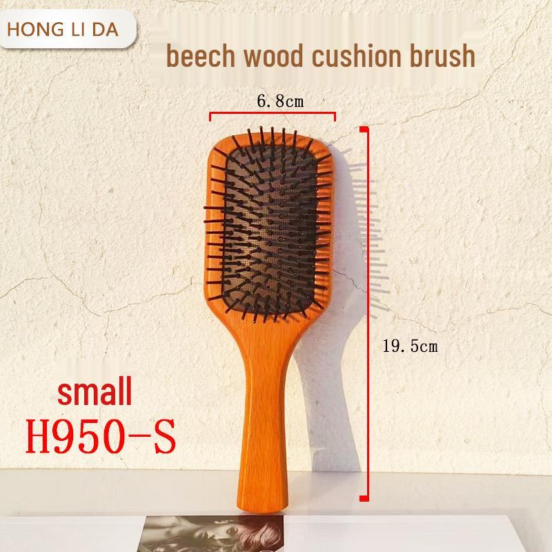 

Массажная подушечная щетка Avanda из бука для длинных и вьющихся волос - Антистатическая, уменьшает выпадение волос, гребень для меридианов кожи головы