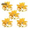 Metal Napkin Ring 5Pcs Rings Maple Leaf Design Holders Waterproof Rhinestone Anti-Oxidation