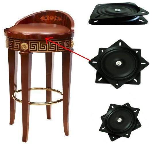 Modern Style Black Swivel Chair 360 Degree Rotation Ball Bearing Plate Square Steel Furniture Hinge Mechanism for Dining Living