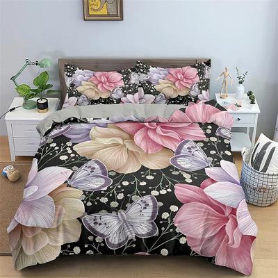 Φλοράλ Πάπλωμα Κάλυμμα Λουλούδια Φύλλα King Σετ Κλινοσκεπασμάτων Άνοιξη Άνθηση Κήπος Κάλυμμα Πάπλωμα Φάρμα Πετάλια Βοτανικό Κάλυμμα Πάπλωμα