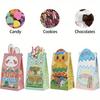 24 Pcs Easter Paper Bags, 24 Pcs Easter Stickers, Easter Goodie Bag Party Supplies for Classrooms, Party Favors, Kraft Holiday Goody.