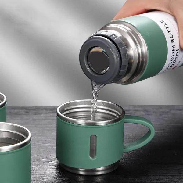 Vacuum Insulated Flask Stainless Steel Thermo Bottle with Cup for Coffee Tea 500ml Double-Layer Stainless