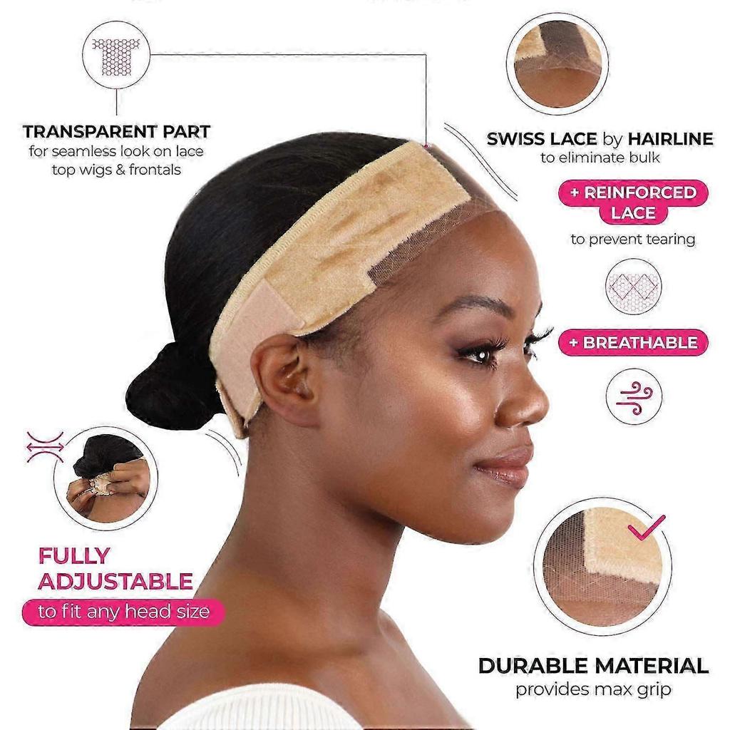 Lace Wigrip, Premium Lace Wig Band for Women, Fully Adjustable Wig Grip, Reinforced Swiss Lace by HAIRLINE, Secure Velvet Headband, Glueless, Nude