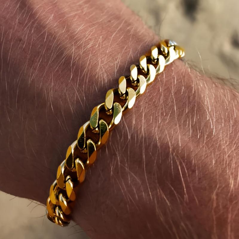 

IF ME 1 Модный браслет-цепочка из нержавеющей стали в стиле хип-хоп, подходит для повседневного отдыха мужчин и универсального подарка для бутиков золотой