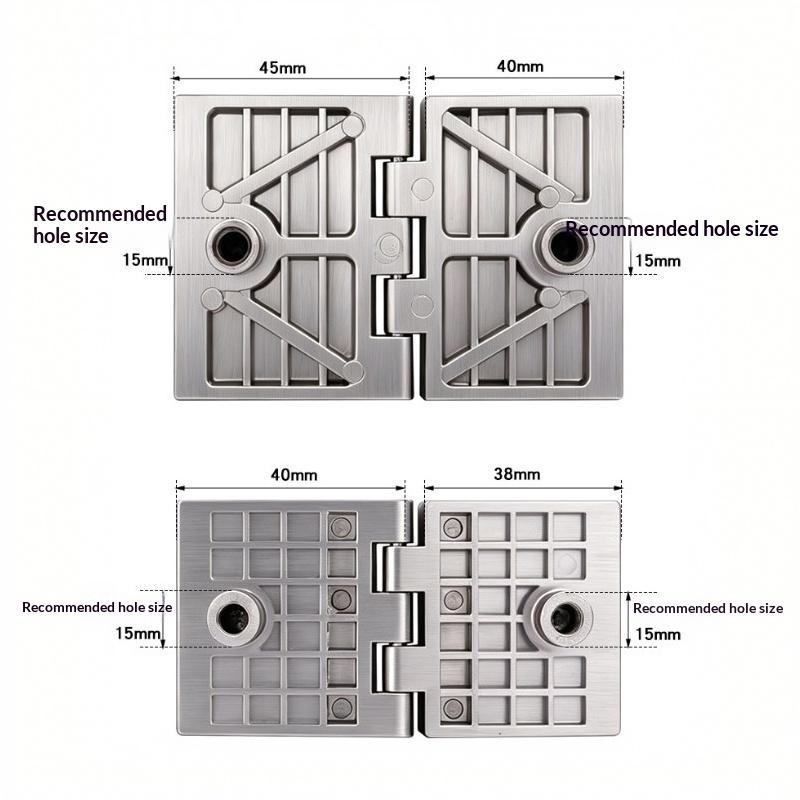 1 Piece Glass Door Hinge Half Cover Intemal Or Extemal Black Display Wine Cabinet Bathroom Storage Cabinet Clamp Hinge Need Hole