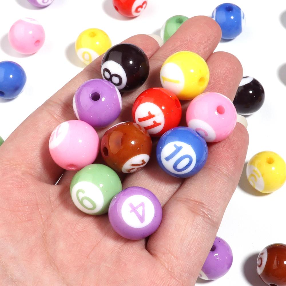 10/50Pcs Colorful Billiards Shape Round Beads Loose Spacer Acrylic Beads For DIY Bracelet Keychain Jewelry Making Accessories