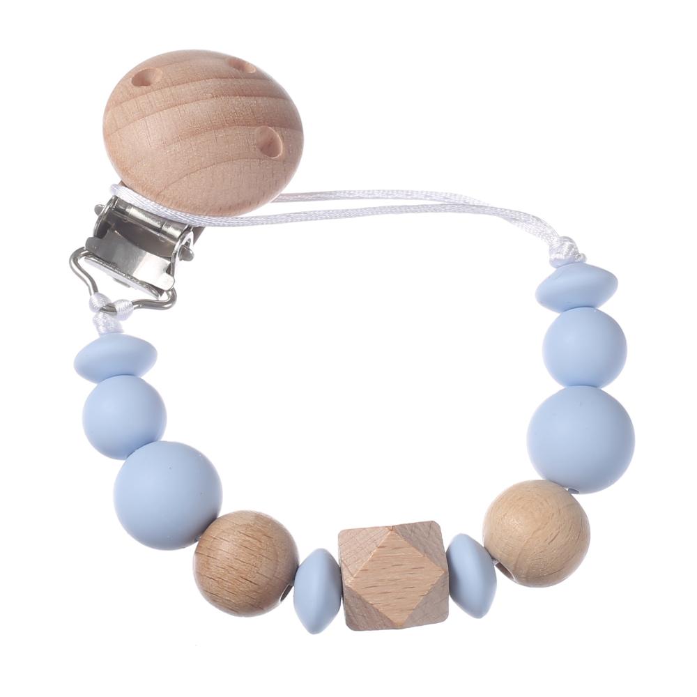 New Baby Pacifier Chain Clips Wood Silicone Round Octagonal Beads Teething Chain For Infant Appease Soother Dummy Holder Clip