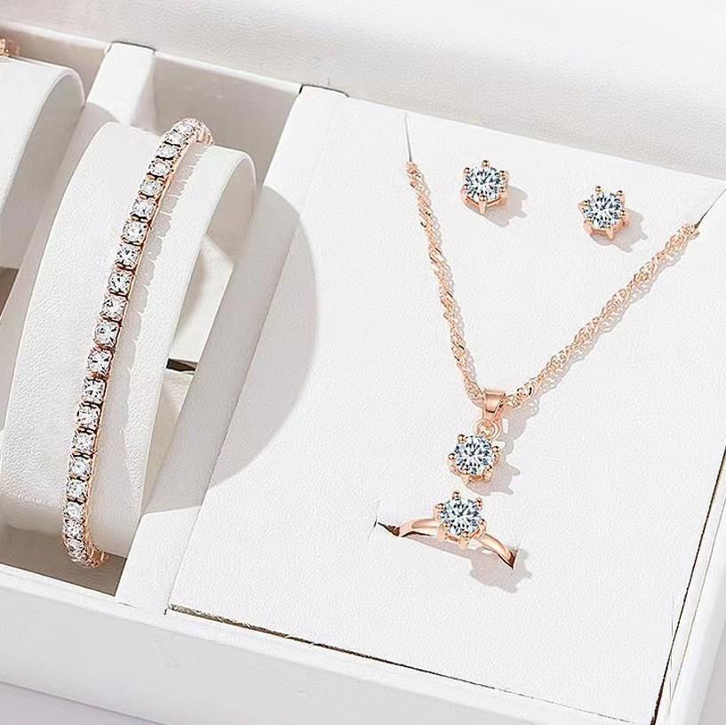 5 stk Klokkesett Dame Diamantbesatt Allsidig Åtte-klo Diamantring Smykker Damesett