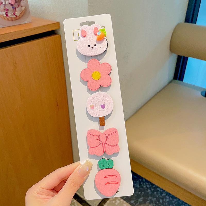 Pink 50-Piece Cute Hair Clip Set: Sweet Girly Japanese Cartoon Bangs Accessories