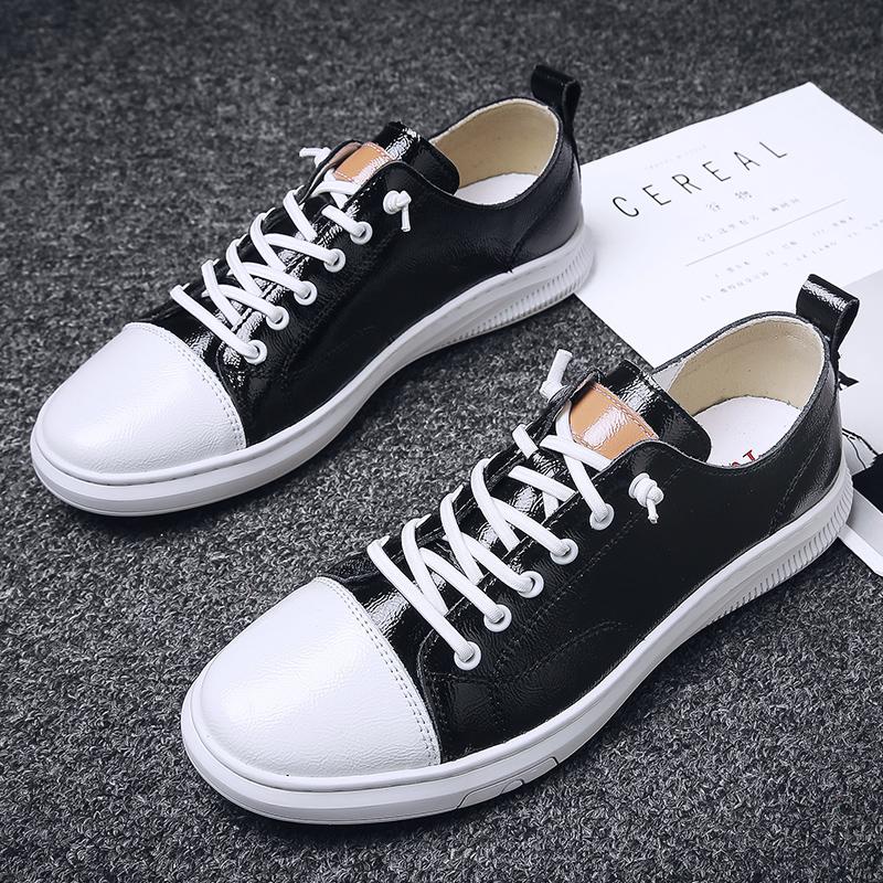Men Fashion Lace-Up Genuine Leather Shoes Non-slip Wear-Resistant Sports Shoes Comfortable Flat Slip-on Casual Driving Shoes2024