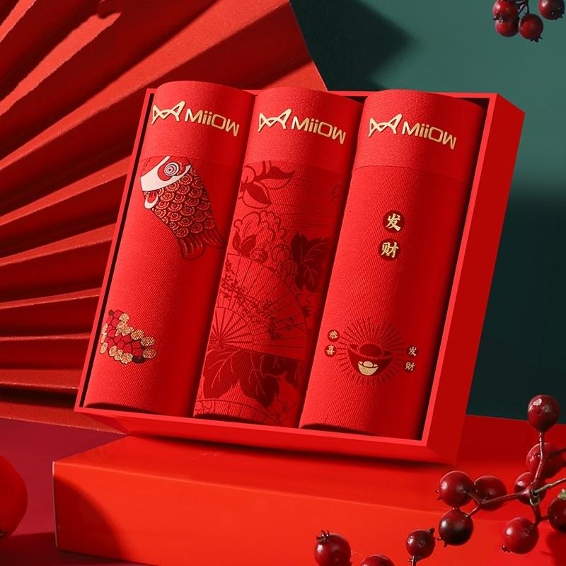 

Miiow 3Шт Хлопок Китайский стиль Мужские боксерские шорты Полимолочная кислота Антибактериальная промежность Бокс Боксер шорты L-5XL