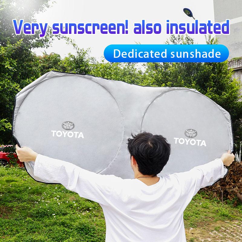 Car Windshield Sunshade Auto Interior Anti-sunburn Cloth Sticker For Toyota GR Corolla Yaris Aygo Prius Camry Auris Avensis Land